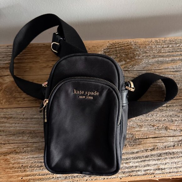 USED- Kate Spade New York The Little Better Sam Nylon Phone Crossbody-Black - Picture 1 of 5